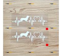 Calcomanía de vinilo con diseño de corazón de perro salchicha, 2 unidades, color blanco, 15,2 cm, sin fondo troquelado para coche, barco, laptop, taza