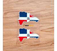 Calcomanía de vinilo con diseño de mapa de la bandera del país dominicano, paquete de 2 unidades, reflectantes, de 4 pulgadas, para coche, barco, laptop