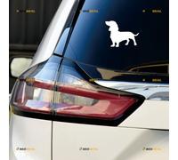 Calcomanía de vinilo con diseño de perro salchicha, 2 unidades, color blanco, 10,2 cm, para coche, barco, laptop, taza, sin fondo, troquelado