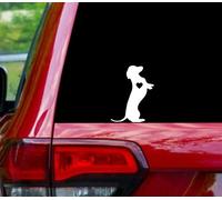 Calcomanía de vinilo con forma de corazón de perro salchicha para auto, camión, pared, portátil, color blanco de 5.5 pulgadas