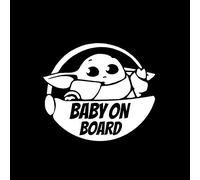 Calcomanía de vinilo con texto en inglés "Baby on Board" con texto en inglés «Caution» para auto, camión, pared, portátil, color blanco, 5.5 pulgadas de ancho