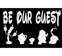 Calcomanía de Vinilo con Texto en inglés Beauty and The Beast Be Our Invited, para Coches, Camiones, Furgonetas, Paredes, Ordenador portátil, Blanco, 5.5 x 3 Pulgadas, LLI374