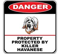 Calcomanía de vinilo con texto en inglés "Danger Property Protected by Killer Havanese Dog Crossing 20.3 cm