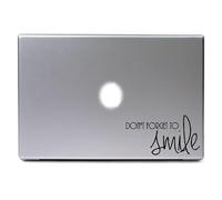 Calcomanía de vinilo con texto en inglés "Don't Forget to Smile", diseño inspirador para laptops, fácil aplicación y larga durabilidad, regalo perfecto para pensadores positivos y usuarios, difunde