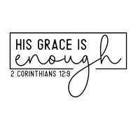 Calcomanía de vinilo con texto en inglés "His Grace is Enough 2Corinthians Religious MKR", para autos, camiones, furgonetas, paredes, laptop, negro, 5.5 x 3.1 pulgadas, MKR2427