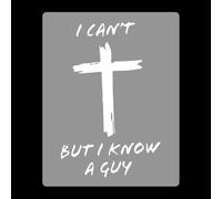 Calcomanía de vinilo con texto en inglés "I Can't, But I Know a Guy - Cruz cristiana de Jesús para coche, pared, ventana, vehículo, resistente a la intemperie, (1 unidad)