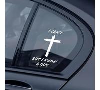 Calcomanía de vinilo con texto en inglés "I Can't, But I Know a Guy - Cruz cristiana de Jesús para coche, pared, ventana, vehículo, resistente a la intemperie, (3 piezas)