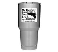 Calcomanía de vinilo de More Shiz My Daughter is Protected by The Good Lord and My Gun (2 unidades), para coche, camión, furgoneta, SUV, ventana, portátil, dos calcomanías de 3 pulgadas no incluidas - MKS1268
