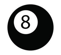 Calcomanía de vinilo de un solo color con diseño de bola 8, for piscina, ventana, parachoques, coche, portátil, elige tamaño y color.(WHITE,10x10cm)