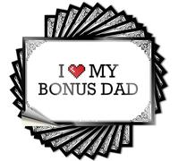 Calcomanía de vinilo extraíble con texto en inglés "I Love My Bonus Dad" para decoración del hogar (6 x 9 cm)