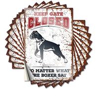 Calcomanía de vinilo extraíble para ventana con texto en inglés «Keep Gate Closed No Matter What The Boxer Say Fun» (8 x 12 cm)