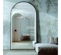 Calcomanía De Vinilo For Espejo "Bienvenidos A Nuestra Fiesta De Compromiso", Calcomanía Personalizada De Bienvenida For Boda, Nombres Y Fecha Personalizables For Espejo, Noche Anterior - Recepción(57