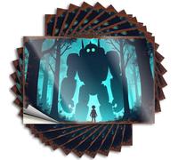 Calcomanía de vinilo impermeable con diseño de cueva de hombre | Silent Encounter: A Child Meets A Giant in The Forest Fire Case para proyectos de bricolaje de mamá (12 x 18 cm)