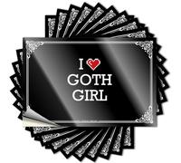 Calcomanía de vinilo impermeable con texto en inglés "I Love Goth Girl Punk" (12 x 18 cm)