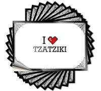 Calcomanía de vinilo impermeable con texto en inglés "I Love Tzatziki Happy Tattoos" (6 x 9 cm)