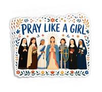 Calcomanía de vinilo impermeable con texto en inglés "Pray Like A Girl" (3 unidades, 7.6 cm) con texto en inglés "Pray Like A Girl" (3 unidades)