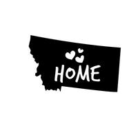 Calcomanía de Vinilo Montana State Shape Home w/Hearts Big Sky Country Love Car de 7 Pulgadas por 4.3 Pulgadas, Laminado Resistente a los Rayos UV JMM008