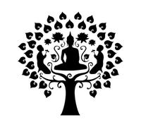 Calcomanía de vinilo para pared con diseño de árbol de Buda, estilo budista, árbol de meditación, decoración del hogar, calcomanías pequeñas para sala de estar y dormitorio, 30x30 cm