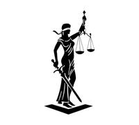 Calcomanía de vinilo para pared con diseño de bufete de abogados, legislación, oficina, tribunal, diosa, justicia, balanzas, arte, pegatinas de pared, decoración de oficina, mural pequeño - 28x57 cm