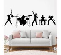 Calcomanía de vinilo para pared de banda de música Rock, arte Musical de Rock, decoración Interior para habitación de adolescentes, pegatinas para guitarra, Kit de batería, Mural extraíble de 77x28cm