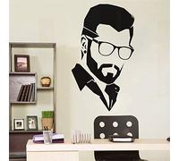 Calcomanía De Vinilo Para Pared De Hombre Guapo, Decoración De Salón De Peluquería, Pegatina De Pared Extraíble Para Barbería, Hombre De Barba 52X75Cm