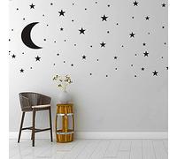 Calcomanía de vinilo para pared de luna y estrellas, extraíble para niños, arte de bricolaje, mural para niños y niñas, decoración de habitación de bebé, buena noche, decoración de pared, diseño
