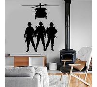 Calcomanía de vinilo para pared, diseño de helicóptero, soldado del ejército de la Fuerza Aérea, decoración del hogar, diseño de habitación de adolescentes, niños, dormitorio, arte del ejército, 57 x