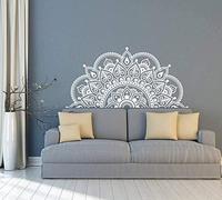 Calcomanía De Vinilo Para Pared Half Mandala Mural De Pared Yoga Lover Gift Home Cabecera Decoración Half Mandala Design Car Window Stickers-85X42Cm Blanco