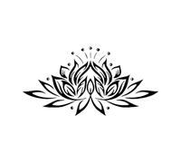 Calcomanía de vinilo para pared, para dormitorio, diseño de flor de loto, estudio de yoga, decoración bohemia-S-42x82cm-Black