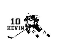 Calcomanía de vinilo para pared personalizada con deportista, jugador de hockey, calcomanía de arte de pared, calcomanía con nombre personalizado para habitación de niños-S-42x71cm-Black