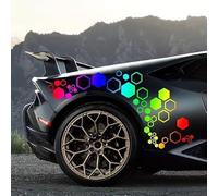 Calcomanía de vinilo para puerta de automóvil con 52 cuadrículas para diseño de panal para mejorar el borde exterior con vinilo de alta calidad y líneas de corte (colorido)