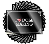 Calcomanía decorativa para casco de porche al aire libre | I Love Doll Making Tiny para decoración de microfibra (8 x 12 cm)