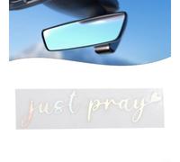 Calcomanía decorativa para espejo retrovisor de coche con texto en inglés "Just Pray Safe Drive", accesorio de vinilo impermeable, recordatorio de fe para uso interior y exterior del vehículo (blanco)