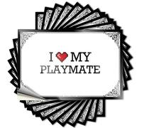 Calcomanía decorativa para puerta para hombre, diseño con texto en inglés "I Love My Playmate", de vinilo duradero, fácil de aplicar (6 x 9 cm)