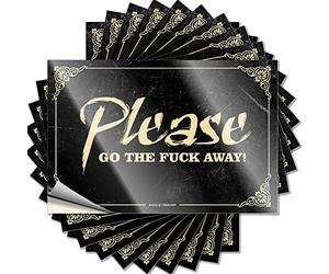 Calcomanía divertida con texto en inglés "Please Go The f-k Away", 10 unidades, divertidas calcomanías para coche (8 x 12 cm)