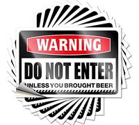 Calcomanía divertida con texto en inglés "Warning Do Not Enter Unless You Brought Beug", 10 calcomanías divertidas para coche (8 x 12 cm)