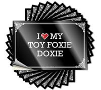 Calcomanía divertida de decoración musical | Pequeña cubierta I Love My Toy Foxie Doxie para motocicleta (6 x 9 cm)