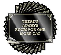 Calcomanía divertida decoración con texto en inglés "There's Always Room for One More Cat Magnético" para interiores y exteriores, divertido para el hogar, bar, bar, pared (12 x 18 cm, 2 unidades)