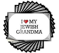 Calcomanía divertida e impermeable para decoración de patio con texto en inglés "I Love My Jewish Grandma" (6 x 9 cm)