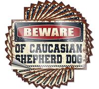 Calcomanía divertida para herramientas Beware of Caucasian Shepherd Dog (10 unidades, 6 x 9 cm)