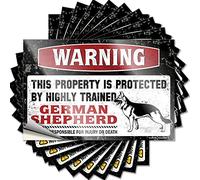 Calcomanía divertida para herramientas con texto en inglés "This Property is Protected by A Highly Trained German Shepherd", 10 unidades, 12 x 18 cm