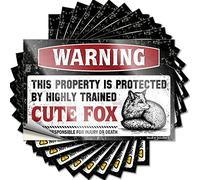 Calcomanía divertida para parachoques con texto en inglés "Warning This Property is Protected by A Highly Trained Cute Fox", 10 calcomanías para automóvil para hombres, no Stupid People (8 x 12 cm)