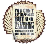 Calcomanía divertida para parachoques con texto en inglés "You Can't Buy Happiness But Can Marry Canadian Funny Sticker 10 Pcs Car Stickers for Men No Stupid People Sign" (12 x 18 cm)