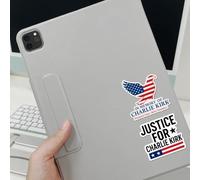 Calcomanía en memoria de Charlie Kirk, calcomanía de Justicia para Charlie Kirk, calcomanías patrióticas de bandera de águila conmemorativa para coche, camión, ventana, laptop, descanso en paz