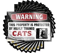 Calcomanía esponjosa y fresca para decoración de pared con sombrero de advertencia de que esta propiedad está protegida por un gato altamente entrenado, calcomanías sin residuos para amigos (12 x 18