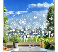 Calcomanía estática de silueta de diente de león blanco para ventana, calcomanía de pared floral de PVC para sala de estar, dormitorio, baño, decoración artística de vidrio extraíble, 14.17 x 22.44
