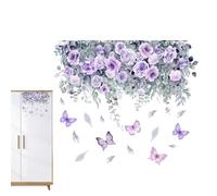 Calcomanía floral para inodoros - Impresión botánica viva, pegatinas para tapa de asiento autoadhesivas, componente de vinilo extraíble impermeable, hardware de hoja verde tropical