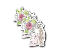 Calcomanía floral para tocado - Hermosa Majestic Vibrante Mujer Cabello Cuerpo Floral Linework Sticker - Premium Quality Vinyl Bumper Stickers 2-Pack | 5 pulgadas en el lado más ancho | Fabricado en Estados Unidos - FHJ916