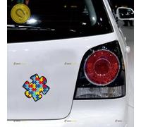 Calcomanía magnética magnética para concientización del autismo del coche, paquete de 2 unidades, reflectantes, 4 pulgadas, 5 pulgadas, para puerta de camión, nevera, reutilizable, resistente al agua