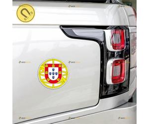 Calcomanía magnética magnética redonda de la bandera portuguesa de Portugal, paquete de 2 calcomanías reflectantes de 4 pulgadas, para puerta de camión, nevera, reutilizable, impermeable